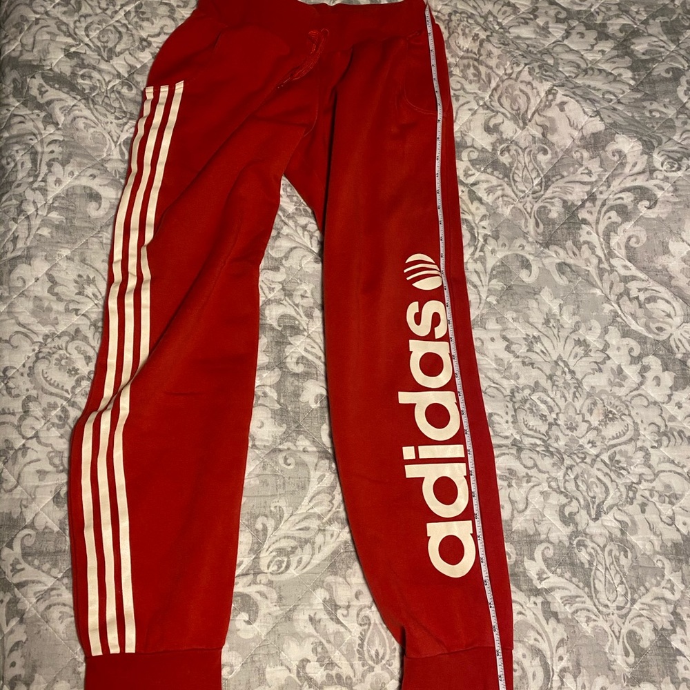 Adidas NEO 3 Stripe Red Joggers